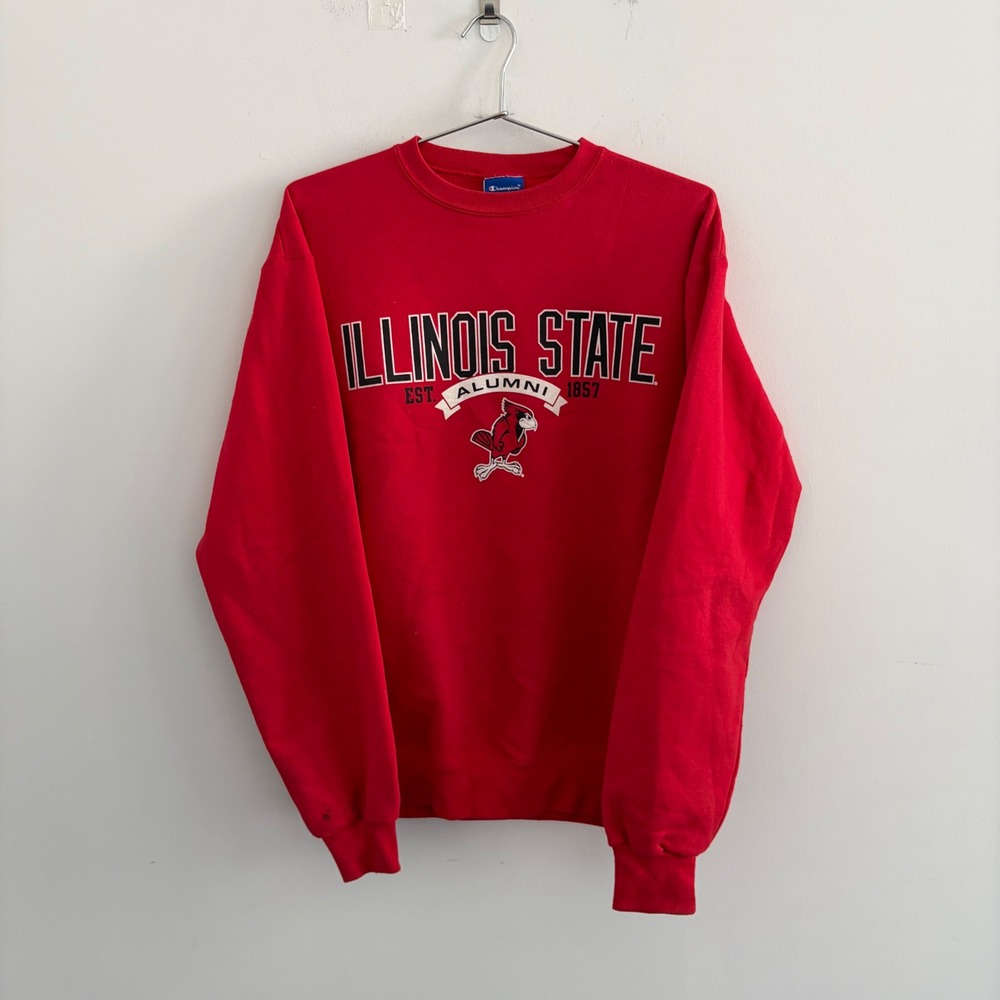 Champion Illinois State Alumni Crewneck Sweatshirt Red Mens Medium